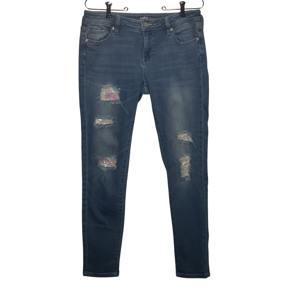 NYC & Co Soho Boyfriend Jeans Sz 4 Distressed Coastal Grunge Denim Pants - Picture 2 of 10